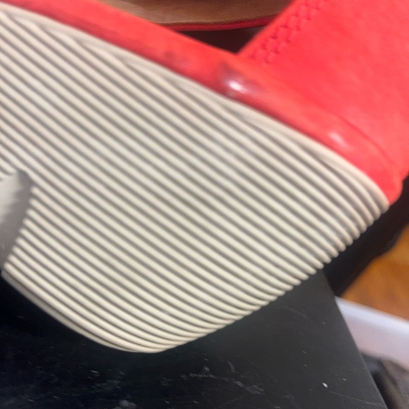 Clarks Womens Clarene Glamor Sandal Sz 8 Red Leather Wedge Heel Platform - Picture 15 of 16